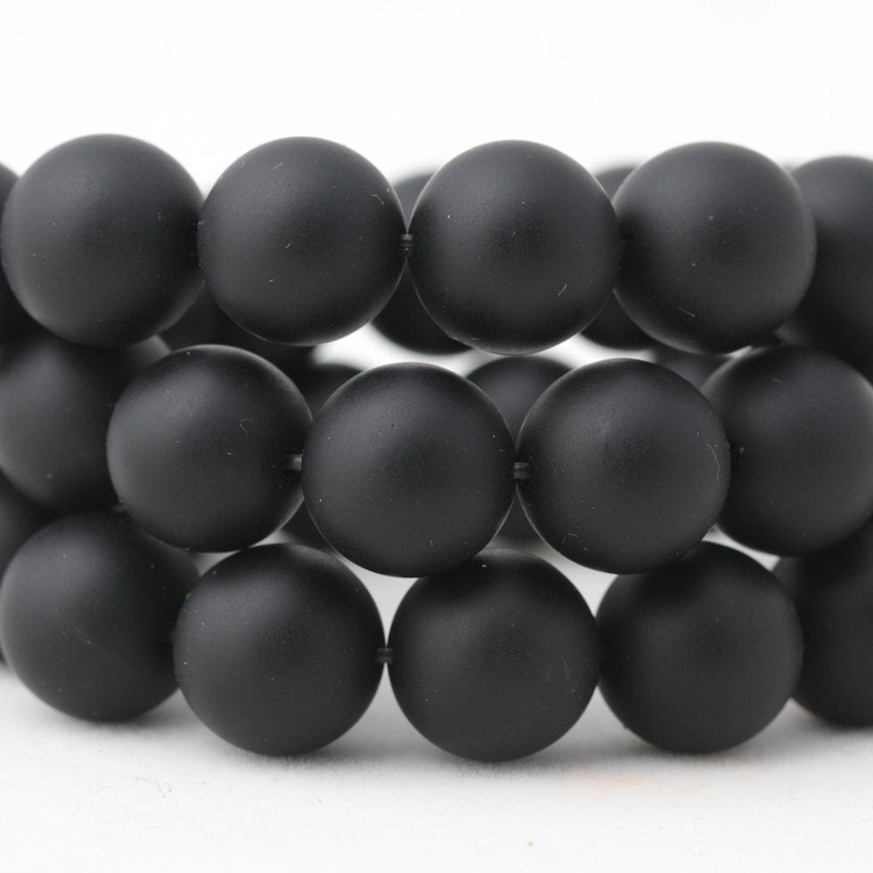 Perles d'onyx noir mat, pierres précieuses naturelles, 4 mm, 6 mm, 8 mm, 10 mm, 12 mm, 14 mm, 15 pouces