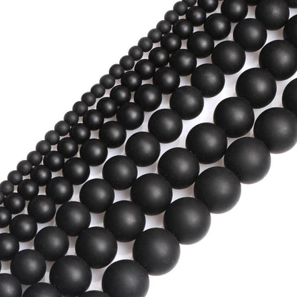 Black Onyx Matte Beads Natural Gemstone Beads 4mm 6mm 8mm 10mm 12mm 14mm 15''