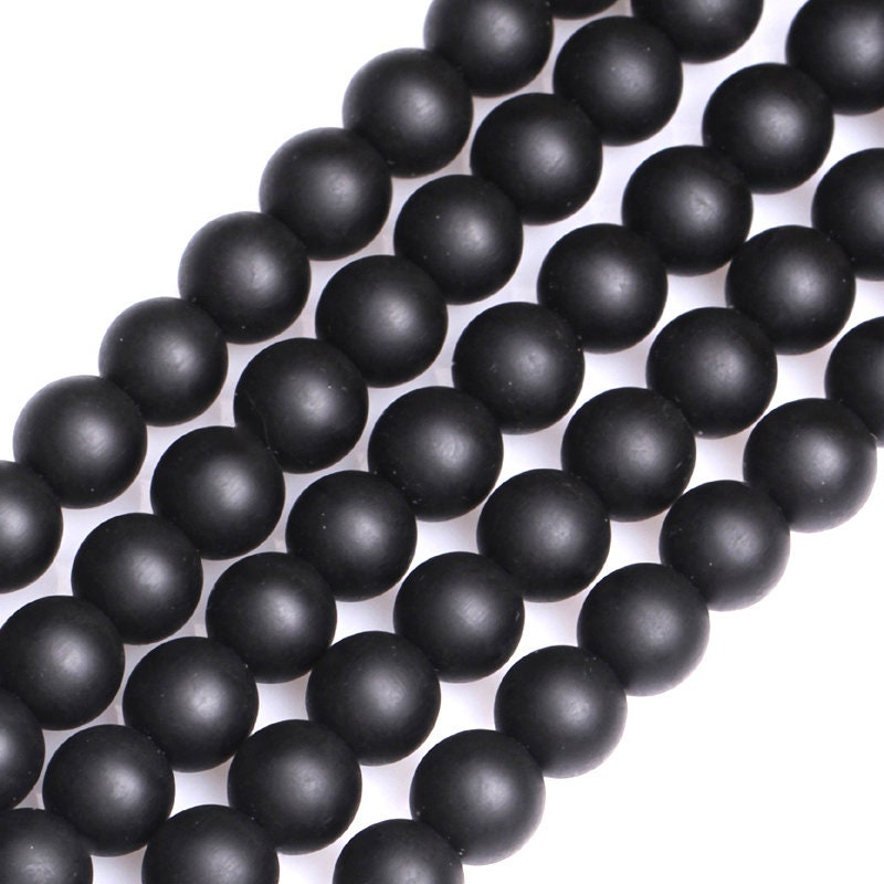 Perles d'onyx noir mat, pierres précieuses naturelles, 4 mm, 6 mm, 8 mm, 10 mm, 12 mm, 14 mm, 15 pouces