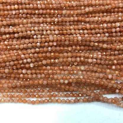 Genuine Gold Sunstone Faceted Beads  2mm 3mm 4mm 15''