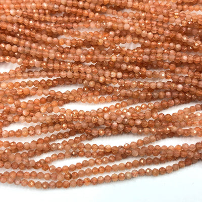 Genuine Gold Sunstone Faceted Beads  2mm 3mm 4mm 15''