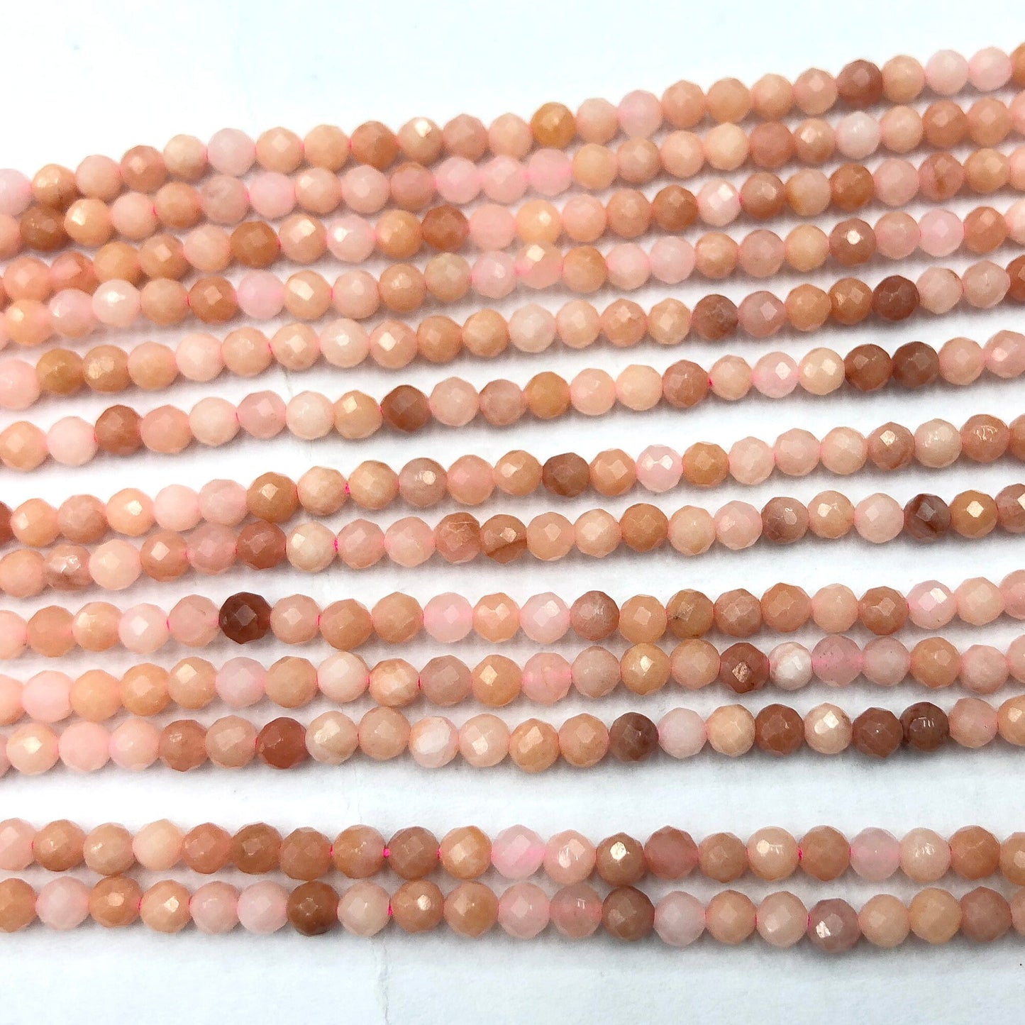 Pink Aventurine Faceted Bead, Natural Gemstone , Round Stone  2mm 3mm 4mm 15''