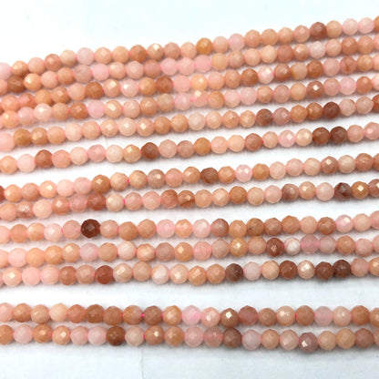 Pink Aventurine Faceted Bead, Natural Gemstone , Round Stone  2mm 3mm 4mm 15''