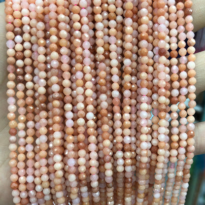 Pink Aventurine Faceted Bead, Natural Gemstone , Round Stone  2mm 3mm 4mm 15''