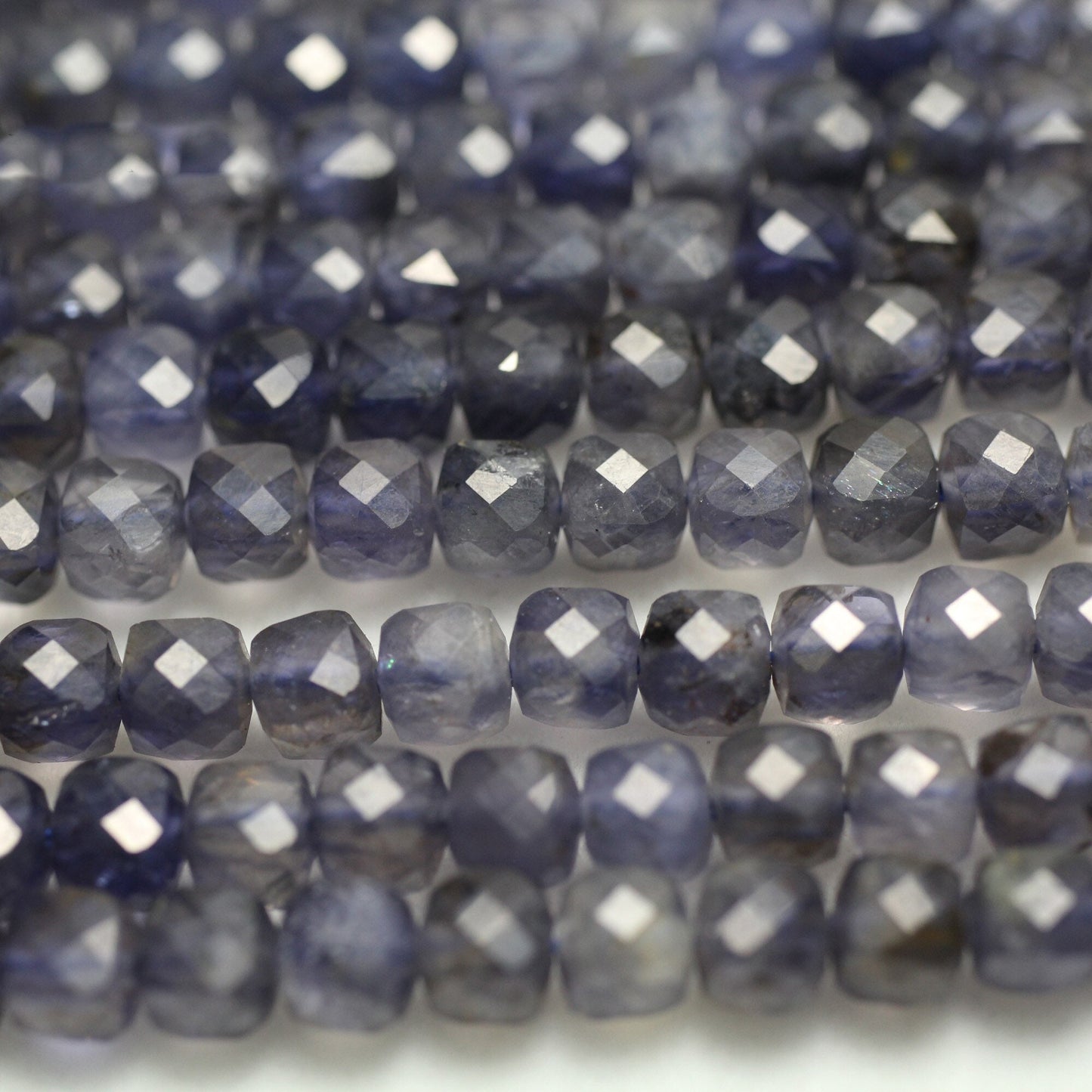 Blue Iolite Faceted Cube Beads 4mm 15''