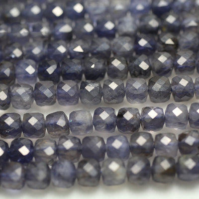 Blue Iolite Faceted Cube Beads 4mm 15''