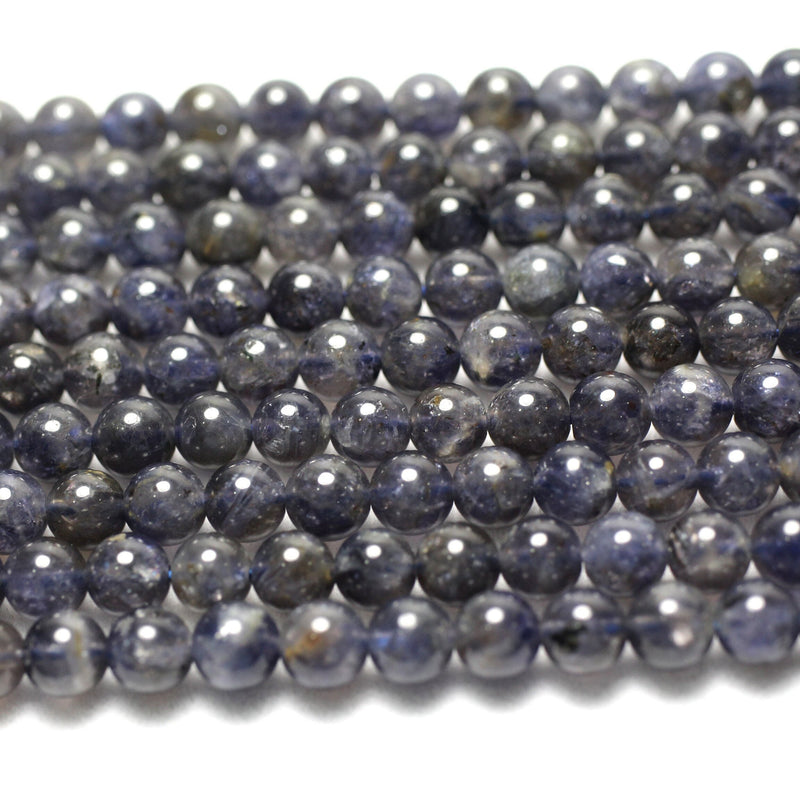 Perles en pierre d'iolite véritable 4 mm, 6 mm, 8 mm, 10 mm, 15 pouces