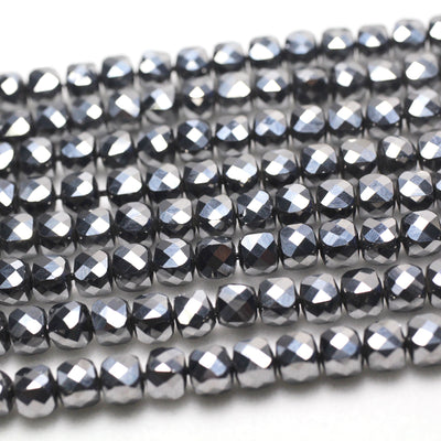 Silver Terahertz Cube Faceted Beads 4mm 15''