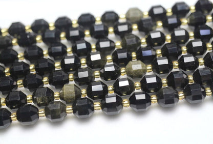 Guld Obsidian facetteret, Naturlig Ædelsten, Nugget Stone 6mm 8mm 10mm 15''