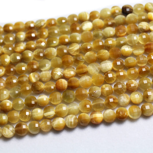 Yellow Tiger Eye Coin Faceted Beads Natural Gemstone Beads 4mm 6mm 15''