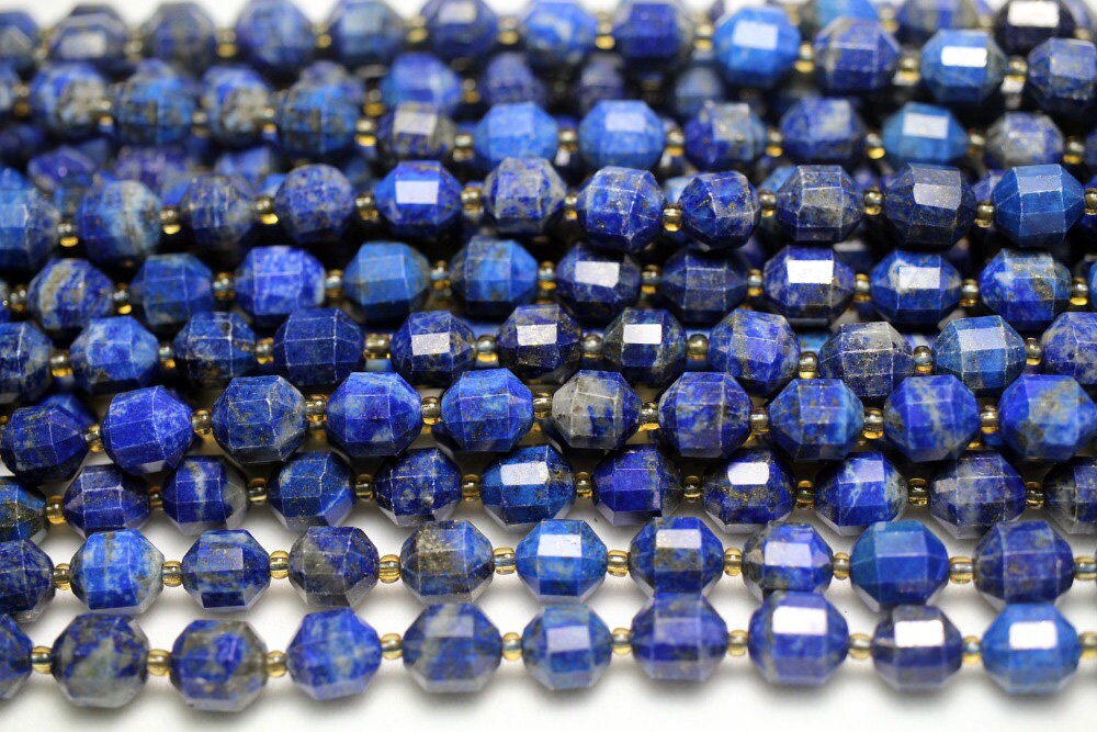 Genuine Lapis Lazuli Tube Faceted Beads 8mm 10mm 15''