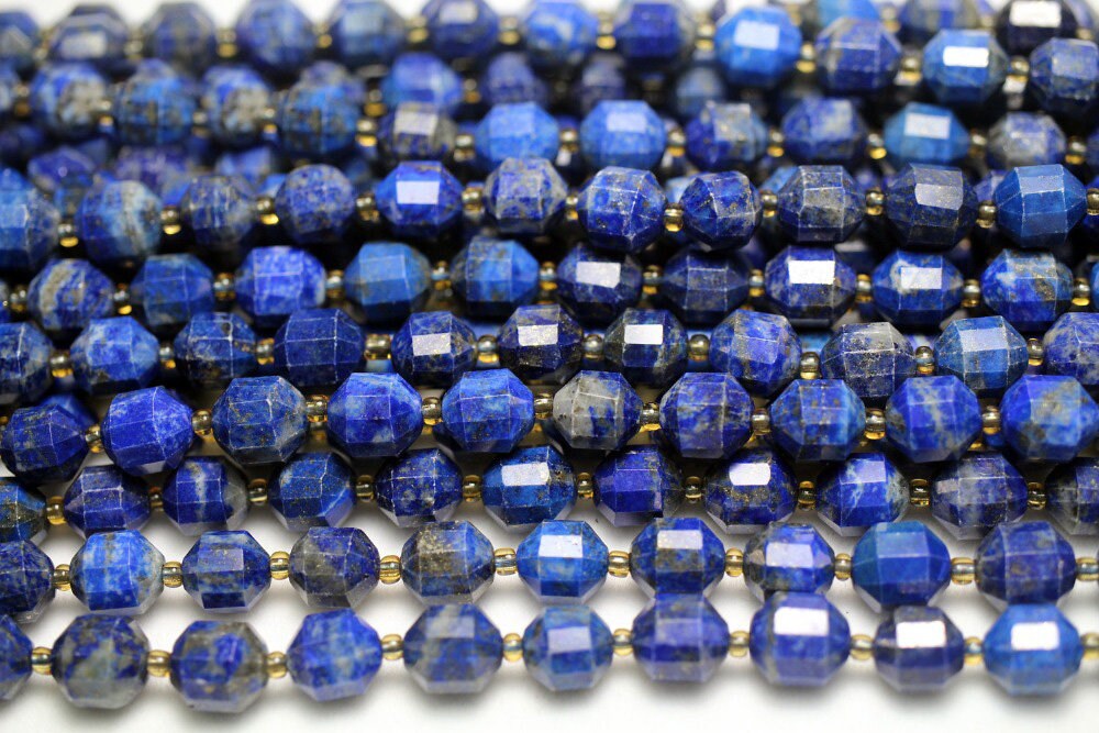 Ægte Lapis Lazuli Tube facetterede perler 8mm 10mm 15''