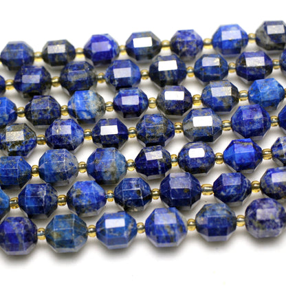 Ægte Lapis Lazuli Tube facetterede perler 8mm 10mm 15''