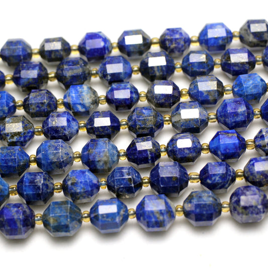 Ægte Lapis Lazuli Tube facetterede perler 8mm 10mm 15''