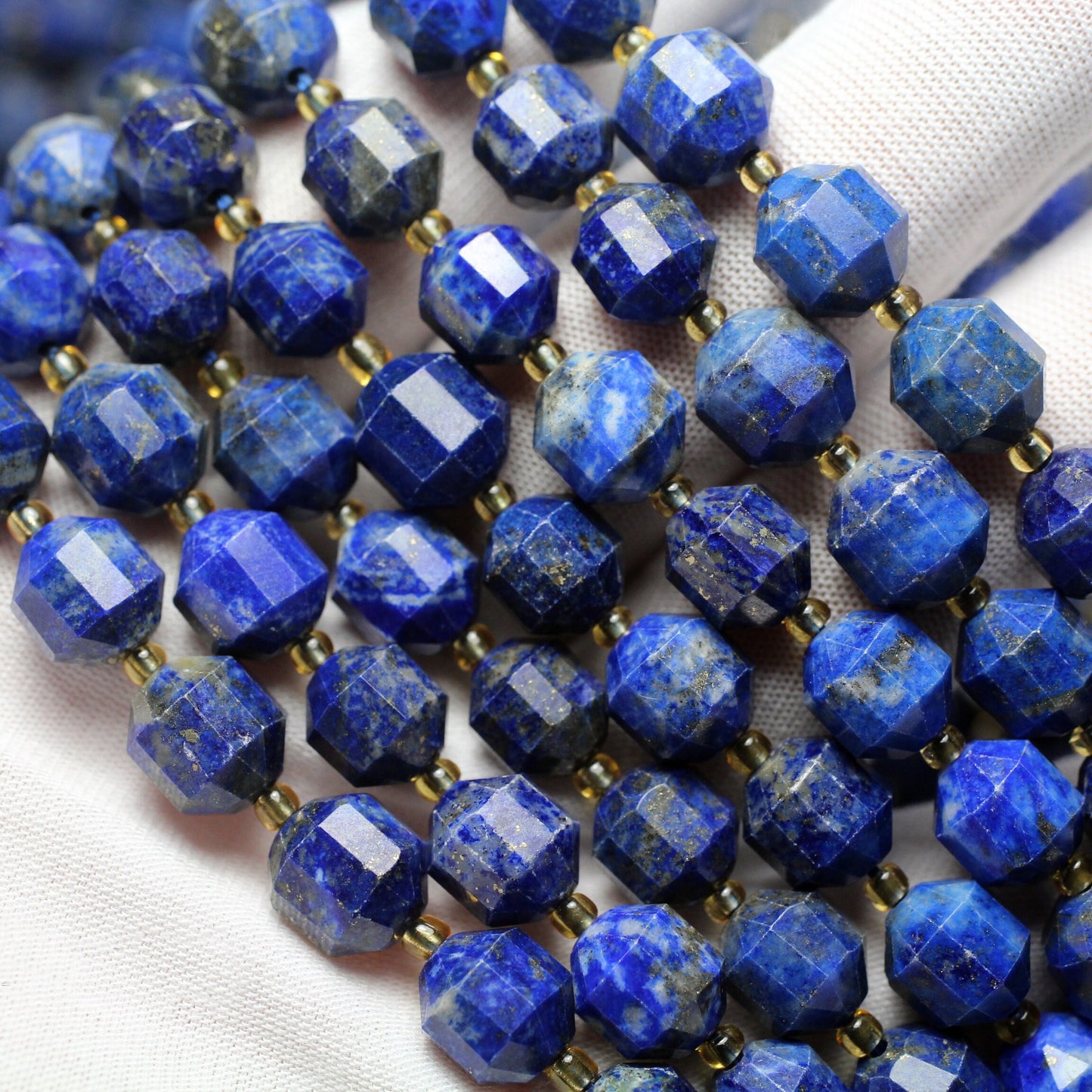 Ægte Lapis Lazuli Tube facetterede perler 8mm 10mm 15''