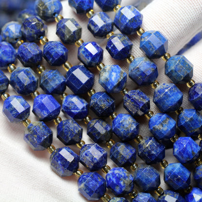 Ægte Lapis Lazuli Tube facetterede perler 8mm 10mm 15''