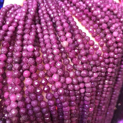 Ruby Faceted Beads 2mm 3mm 4mm 15''