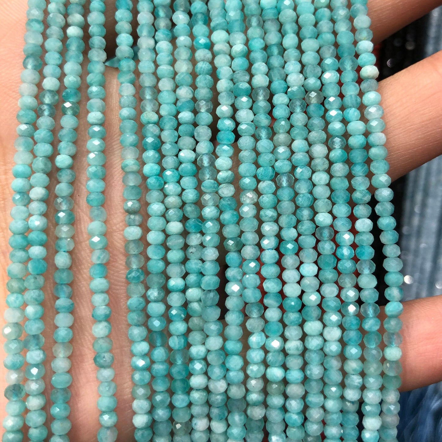 Green Amazonite Rondelle Faceted 2x3mm 15''