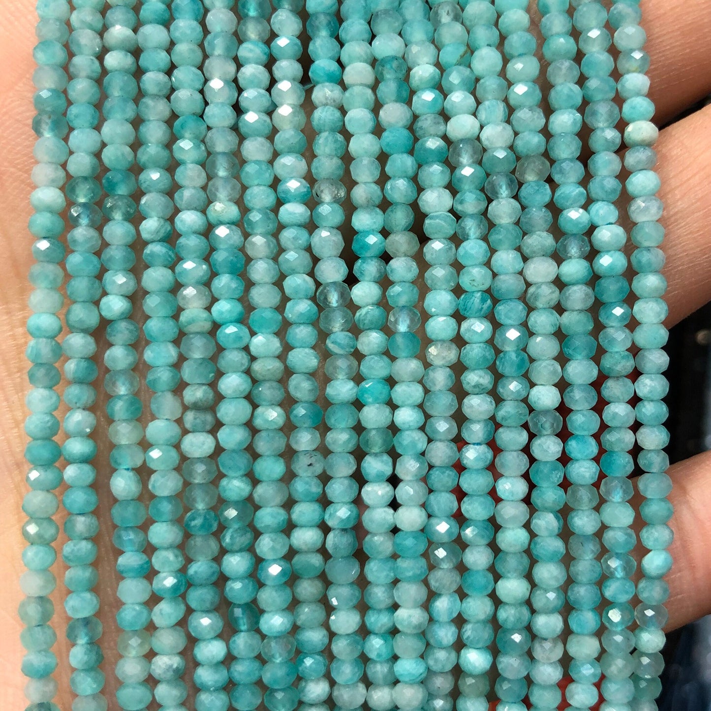 Green Amazonite Rondelle Faceted 2x3mm 15''