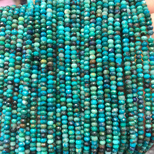 A+  Chrysocolla Rondelle Faceted Beads 2x4mm 15''