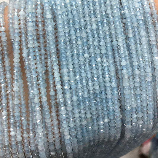 Aquamarine Rondelle Faceted Beads 2x3mm 15''