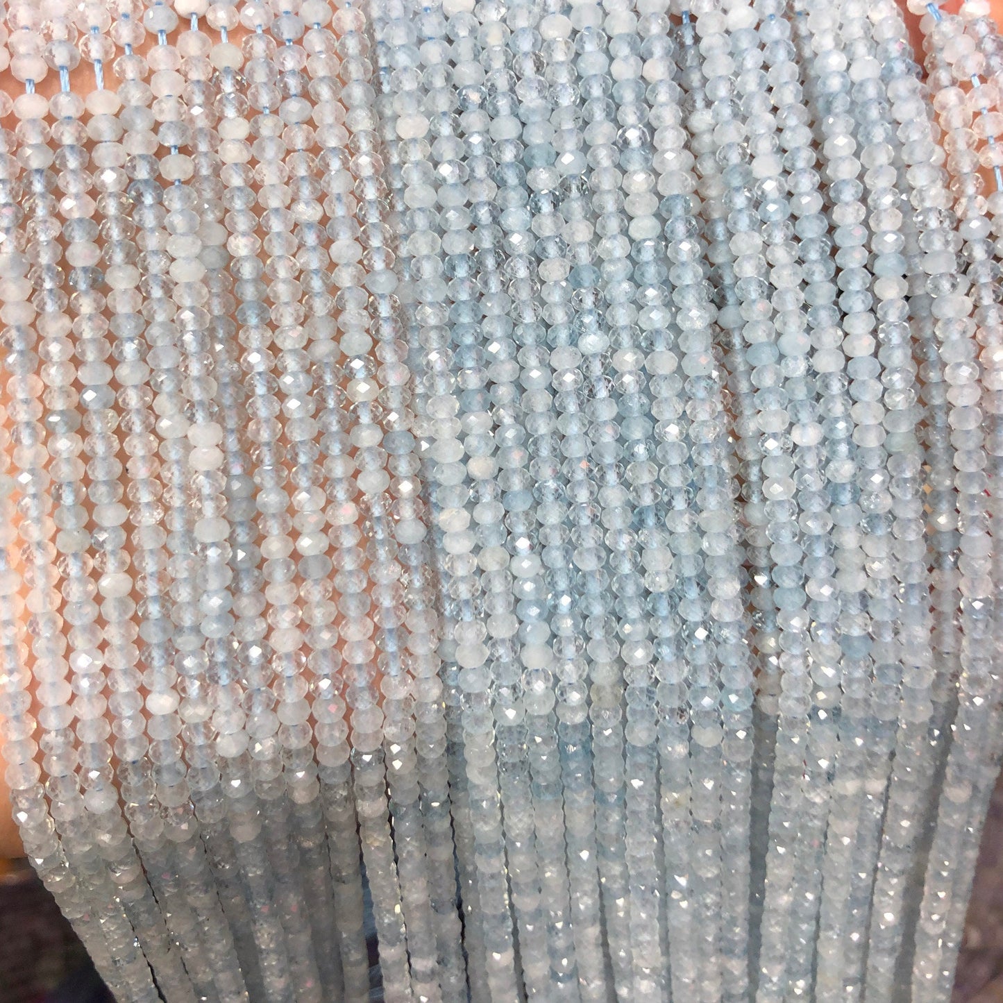 Aquamarine Rondelle Faceted Beads 2x3mm 15''