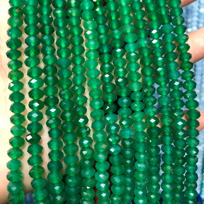 Green Agate Nice Cut Rondelle Faceted Beads 2x3mm 4x6mm 15''