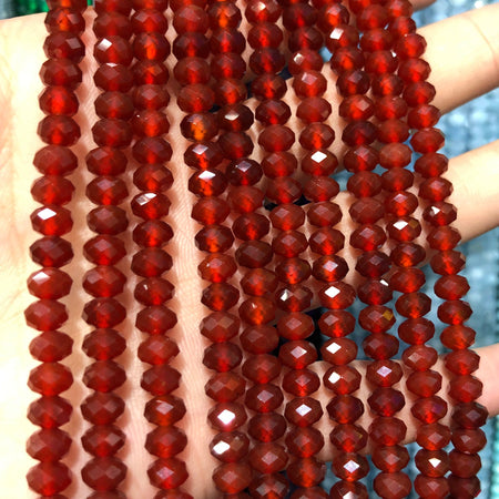 Cornaline à facettes, pierre précieuse naturelle, belle taille rondelle 2x3mm 4x6mm 15''