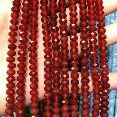 Carnelian Faceted , Natural Gemstone ,  Nice Cut Rondelle Stone  2x3mm 4x6mm 15''