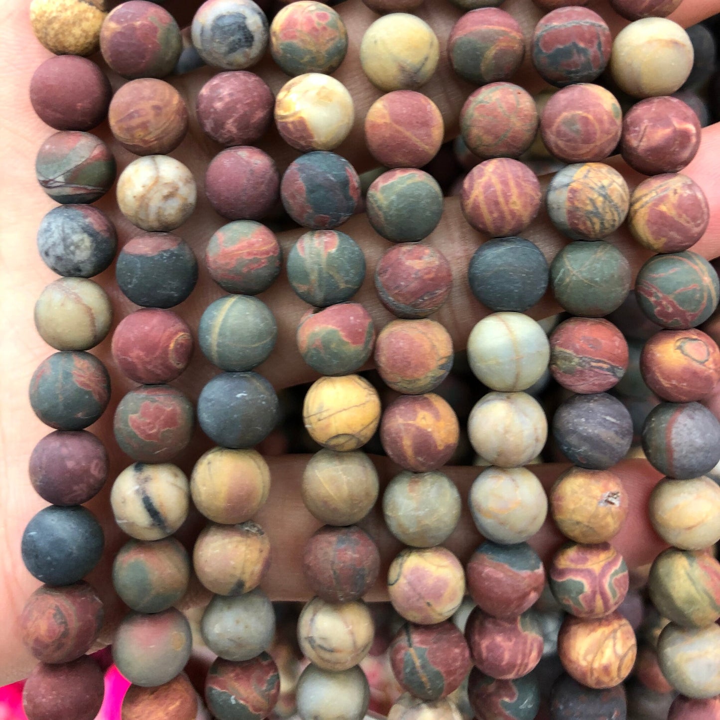 Picasso Jaspis mat, naturlig ædelsten, rund jaspis sten 4mm 6mm 8mm 10mm 12mm 15''