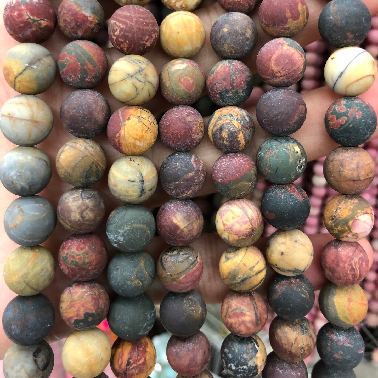 Picasso Jaspis mat, naturlig ædelsten, rund jaspis sten 4mm 6mm 8mm 10mm 12mm 15''