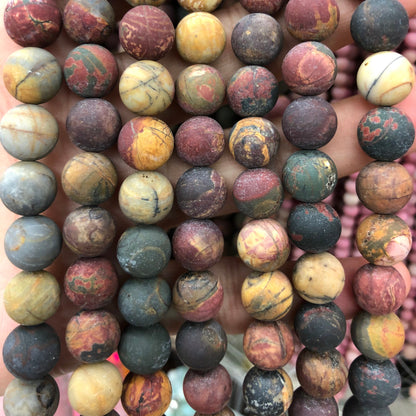 Picasso Jaspis mat, naturlig ædelsten, rund jaspis sten 4mm 6mm 8mm 10mm 12mm 15''
