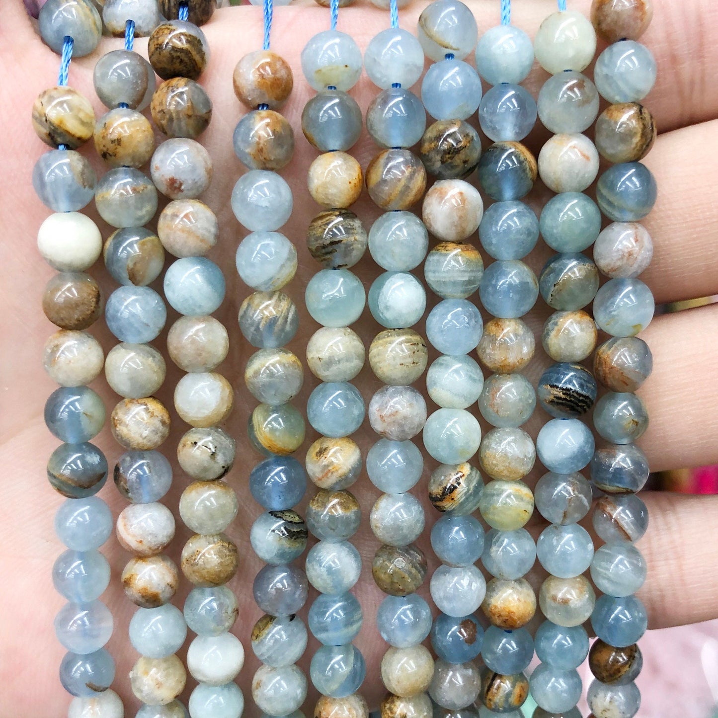 Blue Calcite Beads 6mm 8mm 10mm 12mm 15''