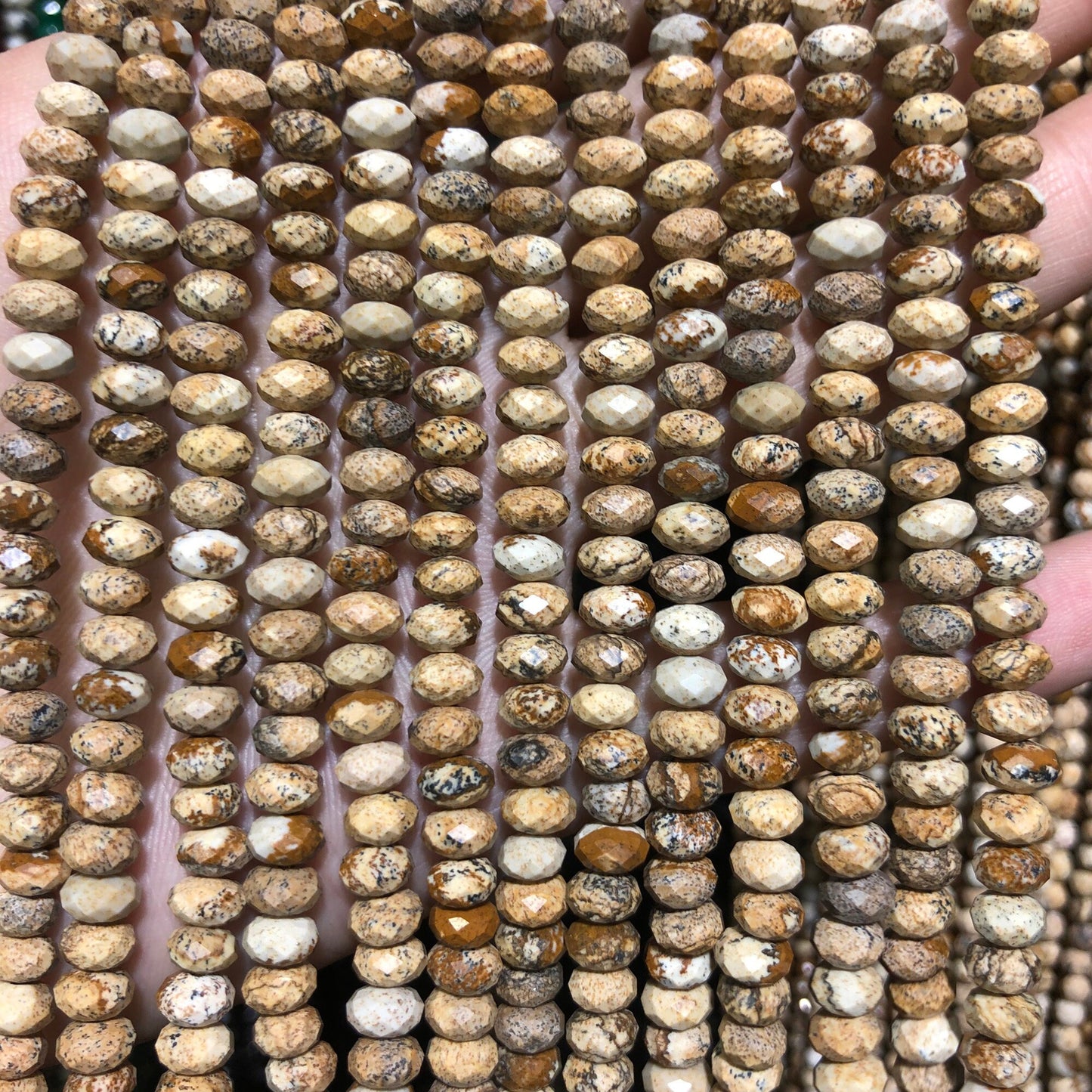 Picture Jasper Rondelle Faceted Beads 4x6mm 15''