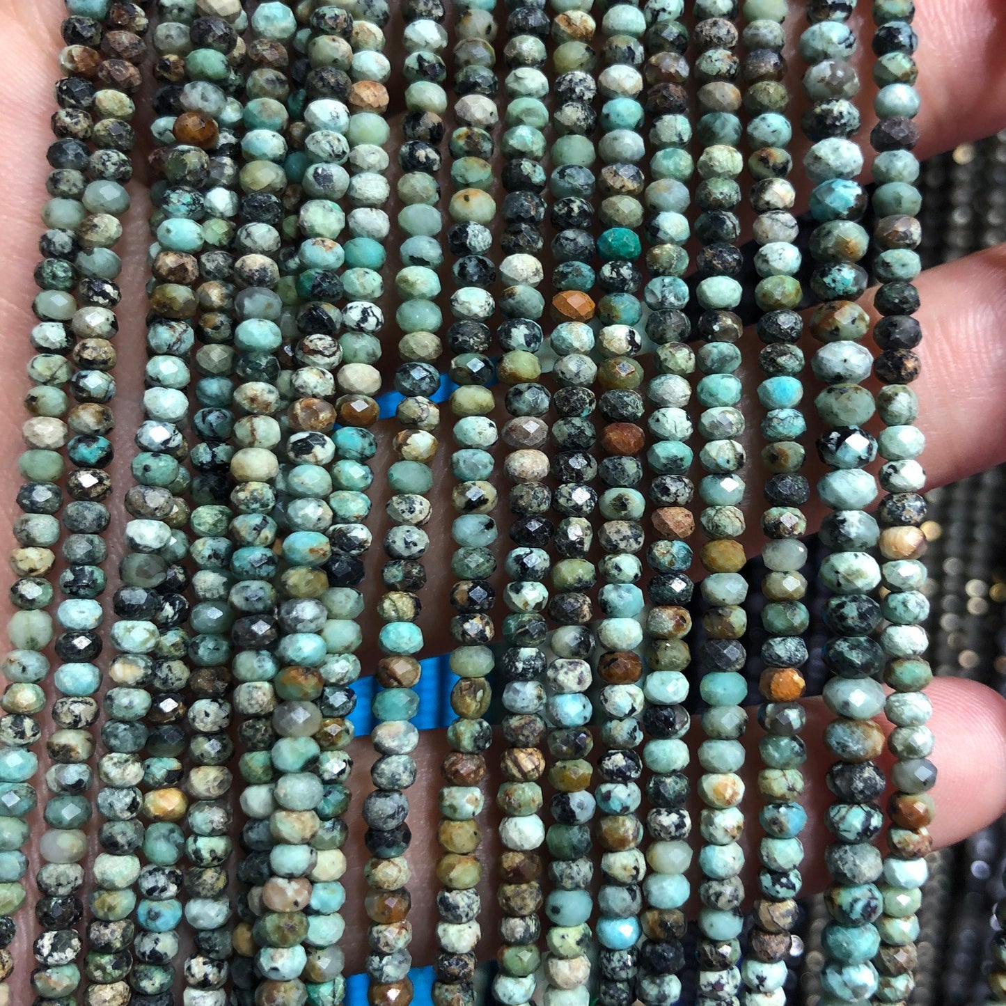 African Turquoise Faceted Rondelle Stone 2x3mm 15''