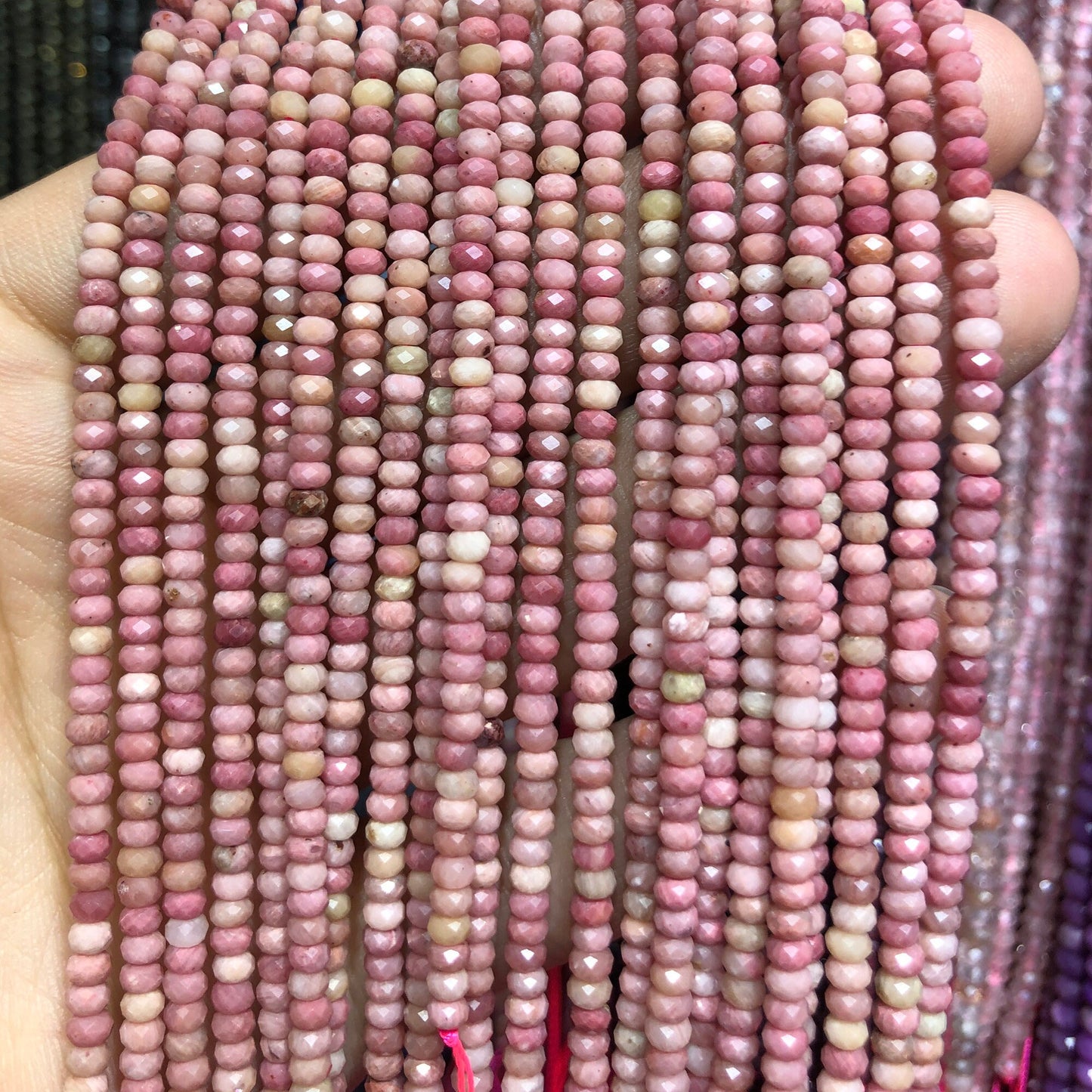 Red Rhodonite Nice Cut Rondelle Faceted Beads 2x3mm 15''
