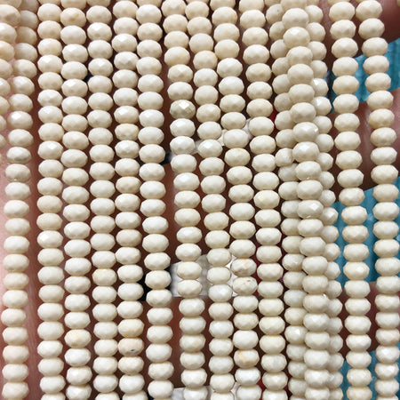 Perles à facettes en jaspe fossile, belle taille, rondelles 3 x 4 mm, 15 pouces