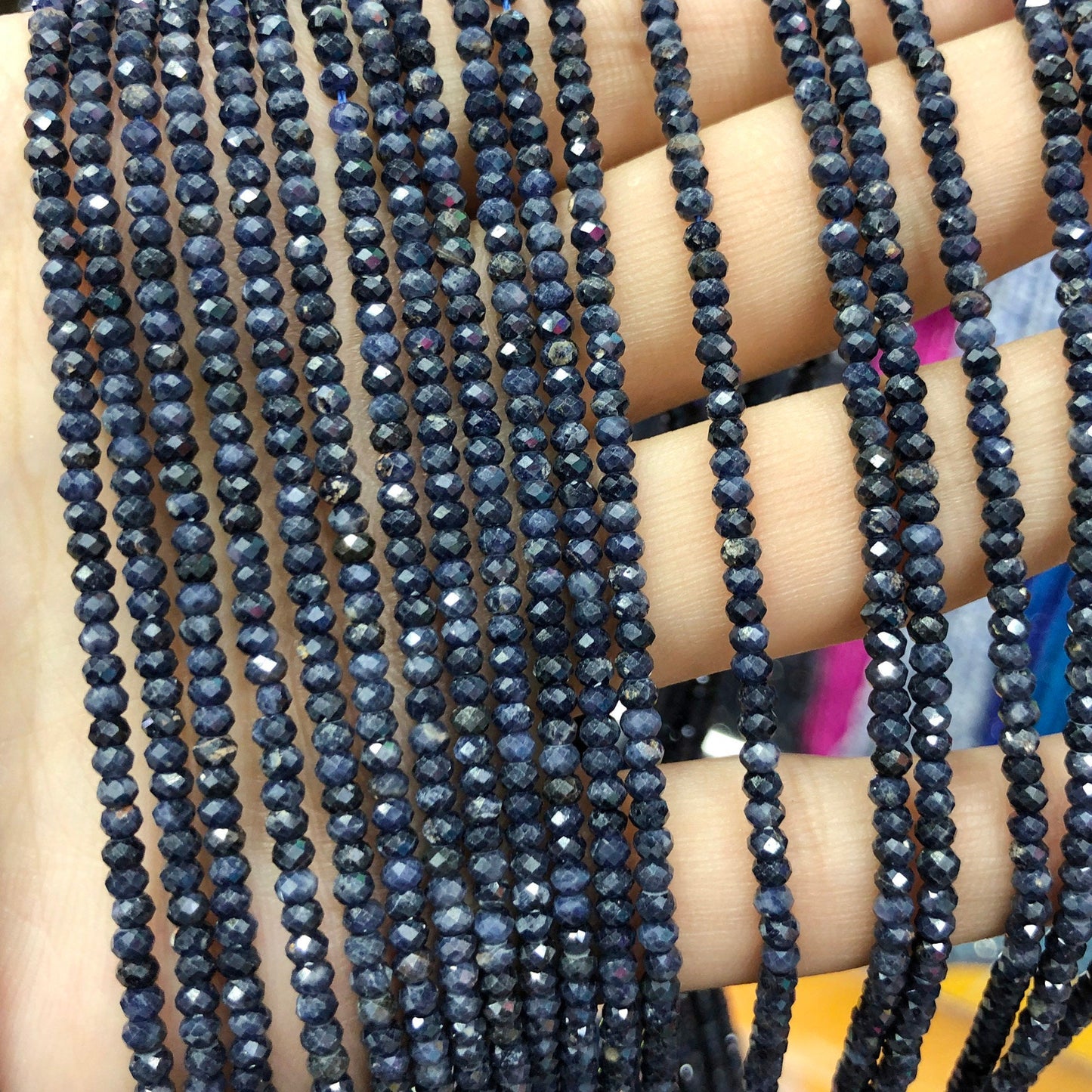 Sapphire Nice Cut Rondelle Faceted Beads 2x3mm 15''