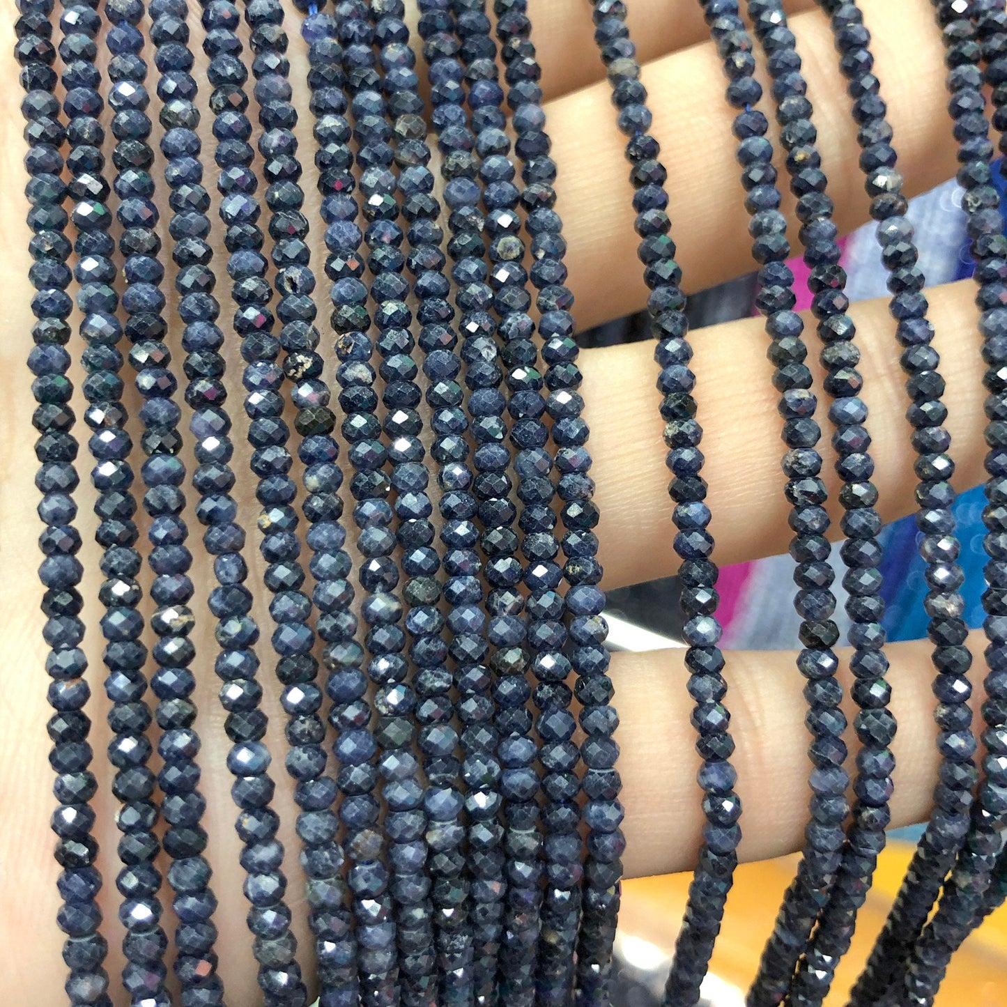 Sapphire Nice Cut Rondelle Faceted Beads 2x3mm 15''