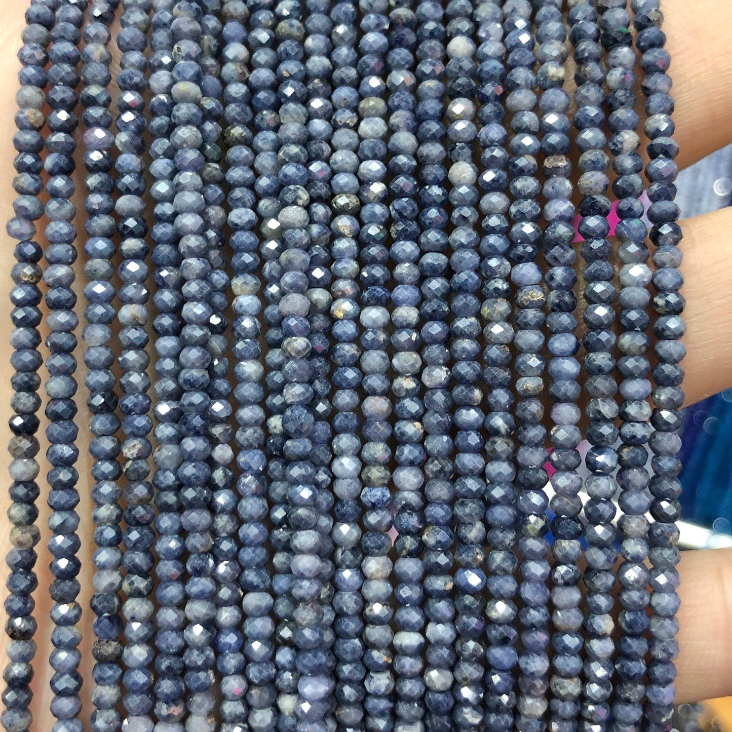 Sapphire Nice Cut Rondelle Faceted Beads 2x3mm 15''