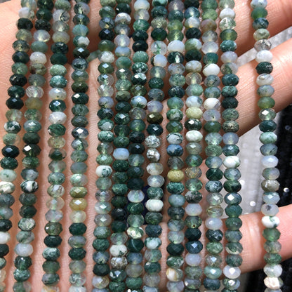 Moss Agate Nice Cut Rondelle Faceted Beads 2x3mm 3x4mm 15''