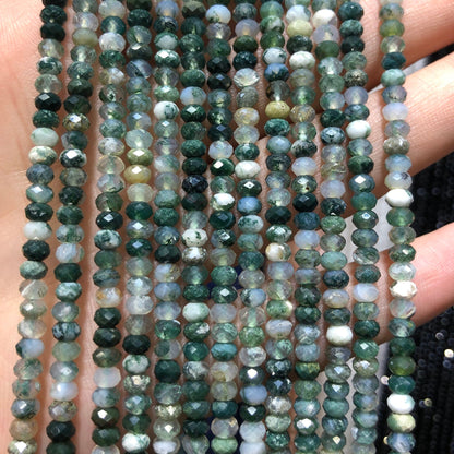 Moss Agate Nice Cut Rondelle Faceted Beads 2x3mm 3x4mm 15''