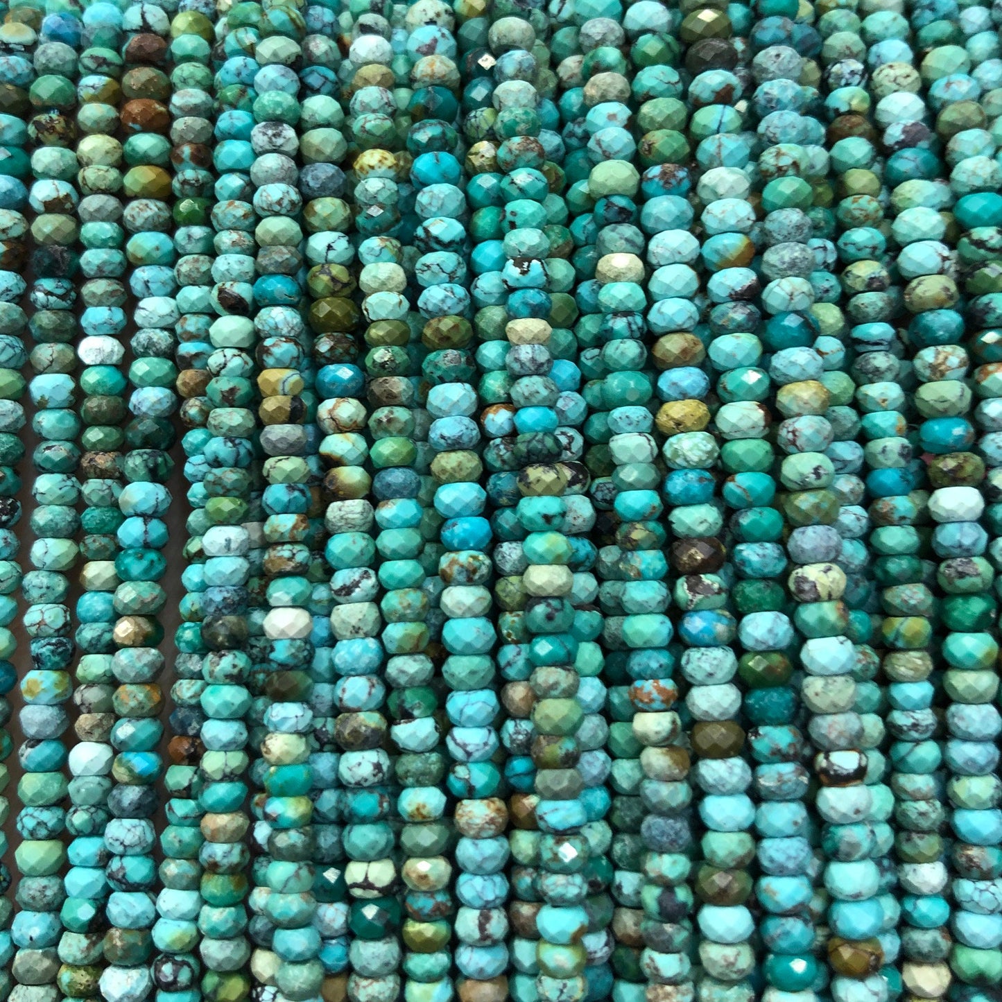 Genuine Turquoise Rondelle Faceted Beads 2x3/4mm 15''