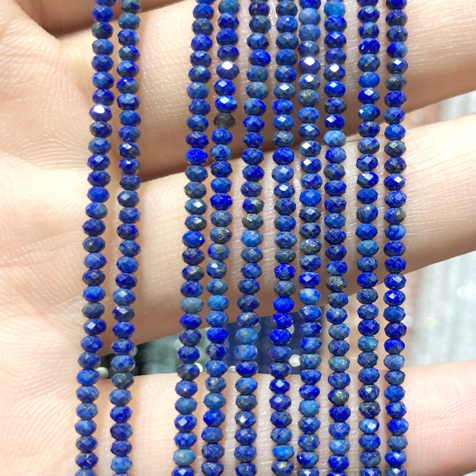 Lapis Lazuli Rondelle Faceted Beads 2x3mm 3x4mm 15''