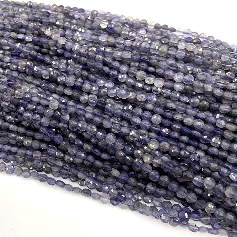 Perles à facettes en véritable iolite 4 mm 15''