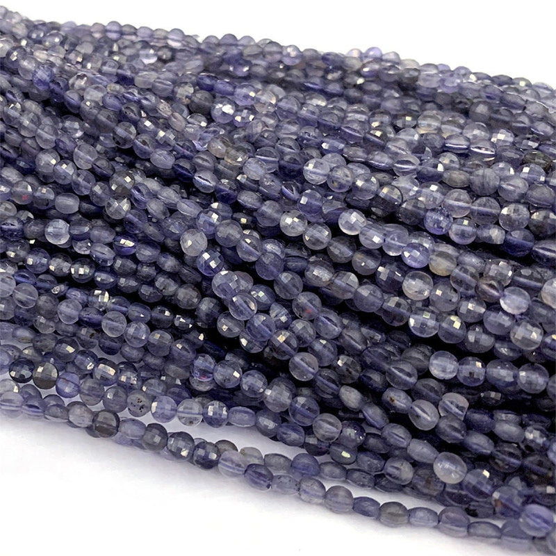 Perles à facettes en véritable iolite 4 mm 15''
