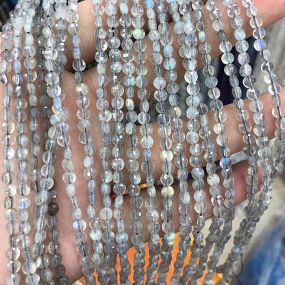 Labradorite Coin Faceted Beads 4mm 15''