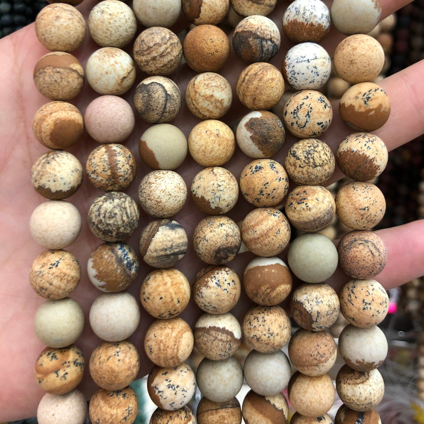 Picture Jasper Matte Beads 4mm 6mm 8mm 10mm 12mm 15''