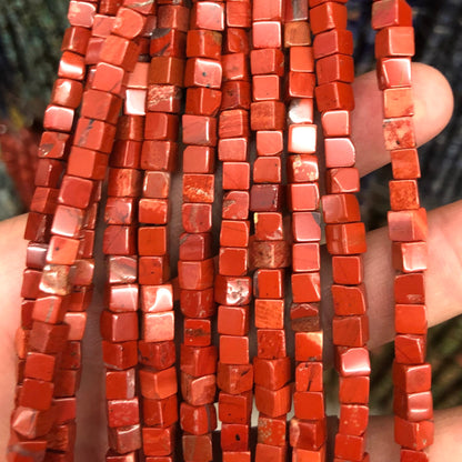 Red Jasper Cube Beads 4mm 6mm 15''