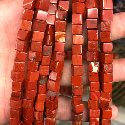 Red Jasper Cube Beads 4mm 6mm 15''